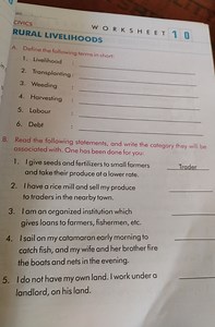 CIVICSRURAL LIVELIHOODSWORKSHEETA. Define the following ter... | Filo