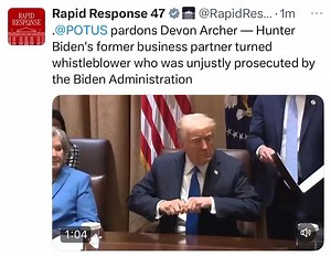 🚨Breaking: President Donald J. Trump pardons Devon Archer — Hunter Biden's former business partner turned whistleblower who was unjustly prosecuted by the Biden Administration | U.S. Law Enforcement