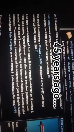 45 years since the 1980 Latin Carga Convair CV-880 crash #aviation