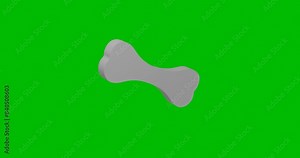 Animation of rotation of a white dog bone symbol with shadow. Simple and complex rotation. Seamless looped 4k animation on green chroma key background