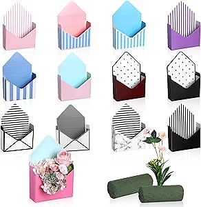 14 Sets Florist Bouquet Envelope Boxes with Floral Foam Blocks Florist Bouquet Packaging Gift Box Paper Packaging Gift Flower Box for Florists and DIY Lovers Wedding Birthday Gifts Party Decoration