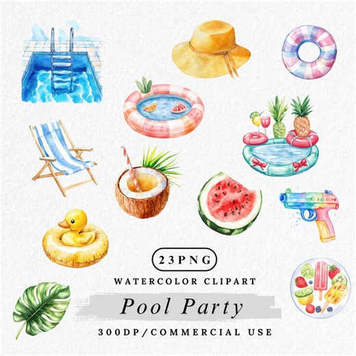 Pool Party Clipart: Summer Water Fun PNG Bundle (digital Download) - Etsy