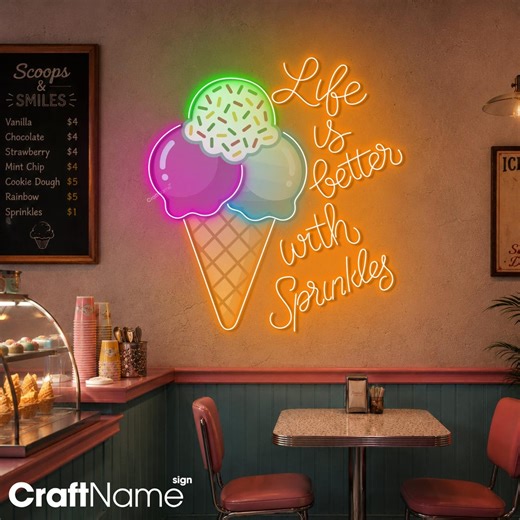 Ice Cream Shop Neon Sign, Dessert LED Wall Light for Gelato Bar or Bistro Decor - Etsy
