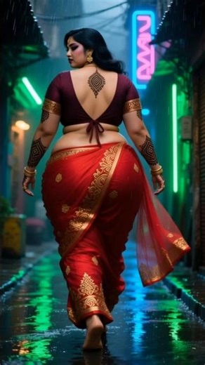 Red Saree Night Walk | Traditional Fashion & Aesthetic Vibes ✨ #fashion #style