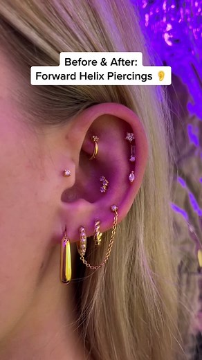 Symmetrical Forward Helix Piercings Transformation