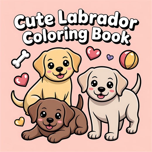 Cute Labrador Coloring Book – 15 Minimalist Puppy Pages for Kids & Adults, Kawaii Dog Printable, Instant Download,a4 - Etsy