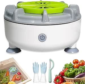 Efficient Portable Fruit and Vegetable Washers, Ultrasonic Fruit and Vegetable Cleaner, Water-Proof Automatic Washer Spinner Machine for Cleaning Fruits/Vegetables/Grain/Meat (A-Charging)