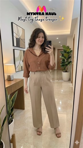 tannu on Instagram: "Comment for link 🔗 Soft tones, sharp fits & effortless confidence ✨ . . . (women office outfit ideas, Trouser under budget,classy office outfit for women, corporate outfit women, chic workwear outfits, women shirt and trouser outfit,women outfit inspiration daily, neutral aesthetic outfits women, soft girl workwear, clean girl office aesthetic) . . . #viral #myntra #trendingreels #womenfashion #fyp"