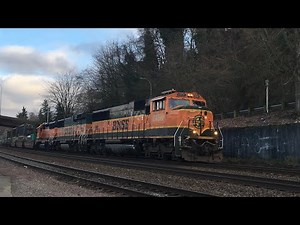BNSF 1454 (H1 SD60M) idles and departs at Old Town Tacoma