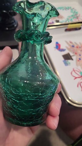 Crackle Glass Vase - Etsy