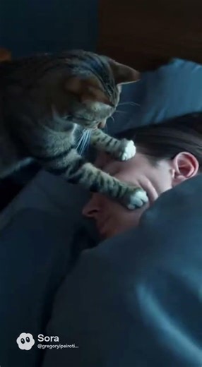 my cat wakes me up 2 minutes before my alarm every single morning 😭