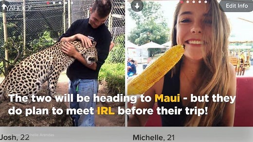 The internet thinks these two should probably just get married already after carrying on a hilarious joke on Tinder for two years -- and they're finally going on a date: | Yahoo Canada