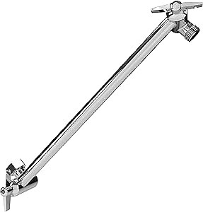 SparkPod 11" Solid Brass Shower Head Extension Arm - Flexible Height & Angle Adjustable Shower Arm Extension for Rain Showerheads with Sturdy Lock - Universal Pipe Connection (Luxury Polished Chrome)