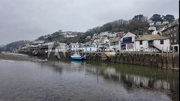 Looe Cornwall England UK. 23.03.2026. Video. Low water with sea coming into the port at Looe fishing harbour Cornwall