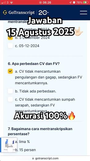 GoTranscript Jawaban Test Bahasa Indonesia 15 Agustus 2025 | Online Earning 100% Indonesian Answer