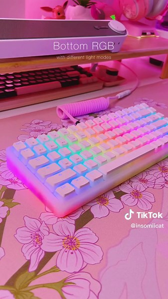 Custom Pink Mechanical Keyboard with RGB Backlighting
