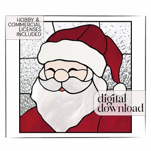 Santa Claus Stained Glass Pattern: Modern Christmas Suncatcher (PDF & PNG Pattern) - Etsy