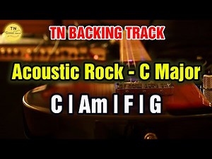 Guitar Backing Track C Major Acoustic Rock 80 bpm | C Am F G | TN Backing Track