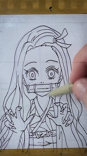 How to Draw Anime Nezuko Kamado Demon Slayer 2 #anime #art #drawing #ink #draw #drawingtutorial