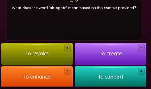 What does the word 'abrogate' mean based on the context provide... | Filo