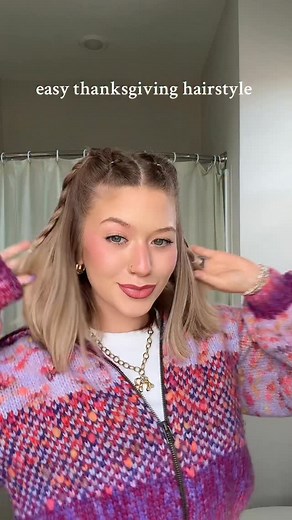 46K views · 10K reactions | all the thanksgiving ideas all week long﫶來 #hair #tutorial #thanksgiving #shorthair #hairstyle | Kait Nicole Beauty | Facebook