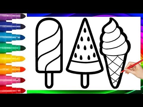 How to draw an Ice cream | Easy Step-by-Step Ice cream Drawing with Rainbow Colors for Kids