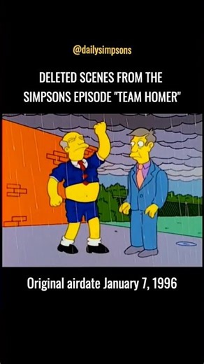 Deleted scenes from The Simpsons episode “Team Homer,” first aired January 7, 1996.