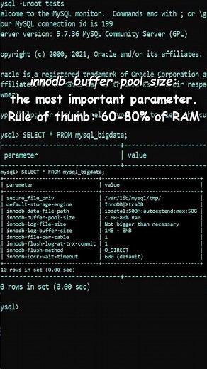 Big Data Tutorial: MySQL Edition (Big Data Parameters for MySQL) #shorts