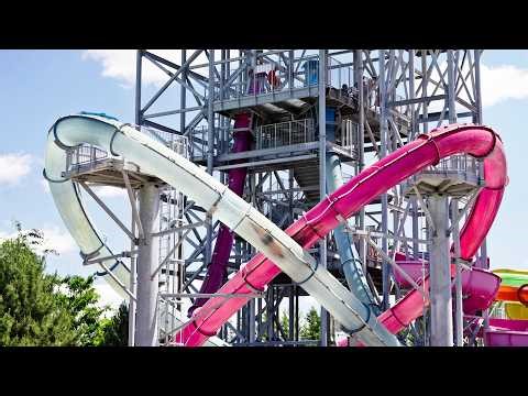 Blue Aqualoop Water Slide at Calypso Park POV