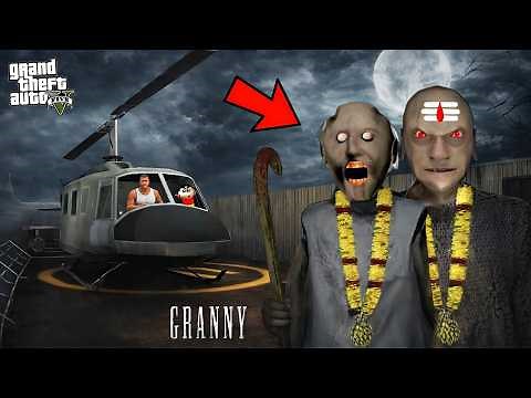 GTA V : Franklin & Shinchan Helicopter ESCAPE From Granny House ! in Telugu