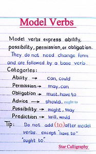 Model Verbs Explained | What are model verbs #modelverbs #learnenglish #ImproveEnglish #trendingreel #starcalligraphy #viralchallenge #handwriting #writing #trendingvideo #gk | Star Calligraphy