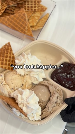 Your new go-to Howling Cow order = unlocked. 🔓🍨 Take your pick of any two ice cream flavors, a hot topping, whipped cream, and homemade waffle cone chips for dipping. The possibilities are endless… that’s your cue to Think & Do, Wolfpack. 😉 #HowlingCow #IceCreamNachos #NCDairy | NC State Howling Cow Ice Cream