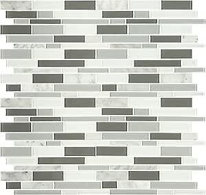 MSI Positano 13.5 in. x 11.75 in. Stone Interlocking Mosaic Tile for Kitchen Backsplash, Bathroom & Shower Walls, Mesh Mounted