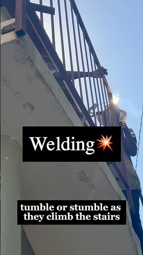 Pro Staircase Railing Installation Process #welding #construction