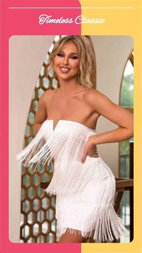 Strapless Fringe Detail Mini Dress