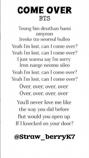 come over BTS song lyrics #trending #viral #bts #viralvideo #suga#v #jhope #jin #jimin #rm #jk