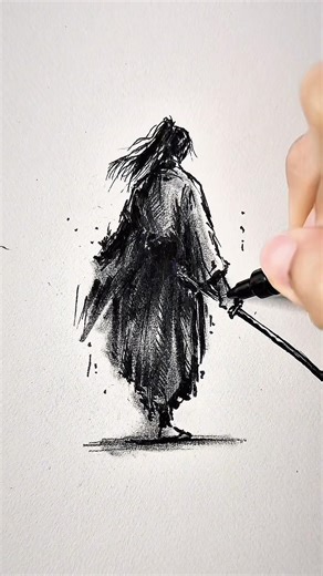Speed drawing StickMan SwordsMan 😳 #shorts #drawing #samurai #stickman #sketch
