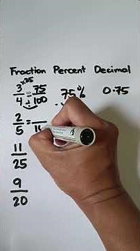 Fraction to Percent to Decimal #maths #fractiontopercentage #percenttodecimal #conversion