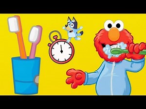 Elmo‼️ Brush Your Teeth | Toddler Learning Video | Bluey Toothbrush Timer