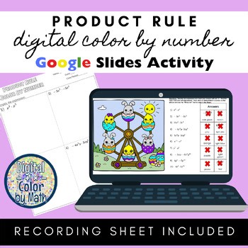 Digital Color by Number: Product Rule Exponents - Spring - Easter