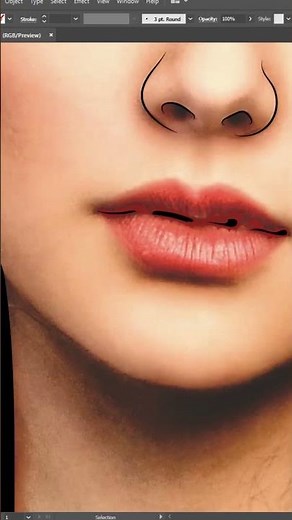 How to draw realistic vector lips in adobe illustrator ?🤔 adobe illustrator satisfying speed art 😍👍