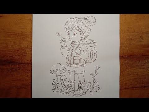 Boy Standing in the Forest Adventure Drawing🌲✏️| Step-by-Step Pencil Drawing Tutorial
