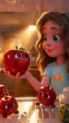 Baby Apples Crying After Mom Leaves 🍎😭 | Sad Apple Story | Pixar Style Animation #shorts