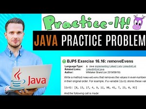 Java Practice It | Exercise 16.16: removeEvens | LinkedList, #implementing instance methods