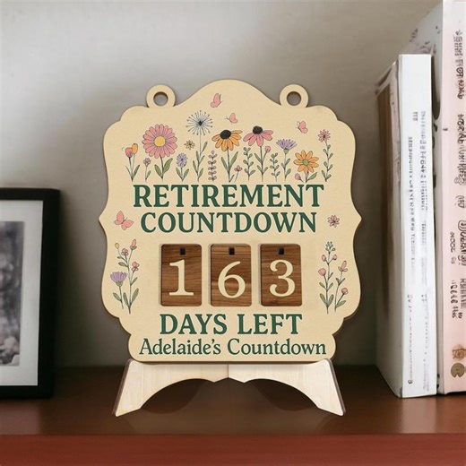 Personalized Retirement Countdown Sign, Floral Wooden Hanging Calendar, Retirement Gift for Teacher Nurse Coworker, Days Left Sign - Etsy