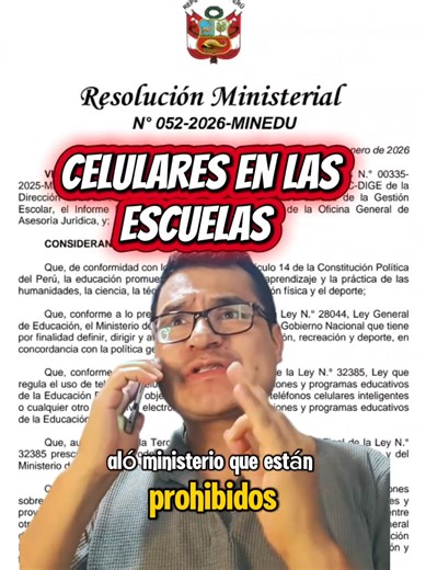 📱 El MINEDU publicó el proyecto del reglamento de la Ley N.° 32385, que regula el uso de celulares en las instituciones educativas. ⚠️ Aún no es la norma final: se encuentra en etapa de consulta pública por 30 días para recibir opiniones de la ciudadanía. 📚 El objetivo es mejorar la atención en clases, el rendimiento escolar y promover un uso responsable de la tecnología en la escuela. #Educación #MINEDU #Docentes #CelularesEnLaEscuela #NormativaEducativa