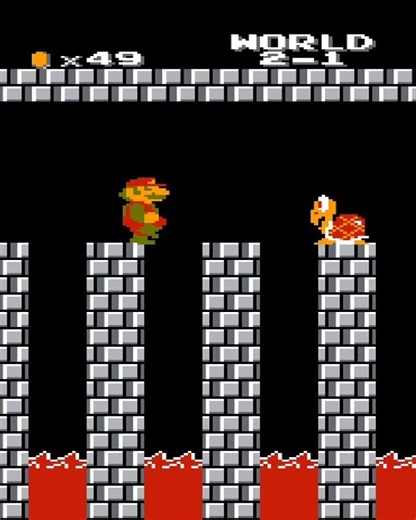 Super Mario Bros NES Gameplay | Bowser Castle World 2-1 Stage #mario #nintendo