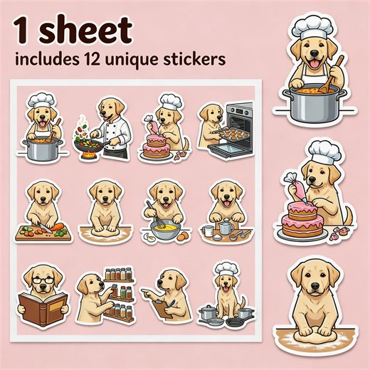 Labrador Retriever Chef Stickers – Cooking Dog Planner Sheet - Etsy