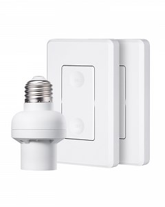 DEWENWILS Remote Control Lamp Light Bulb Socket E26 E27 , for Halloween and Christmas Wireless Light Switch for Pull Chain Light Fixture, No Wiring, ETL Listed (2 Wall Mounted Switch 1 Socket)