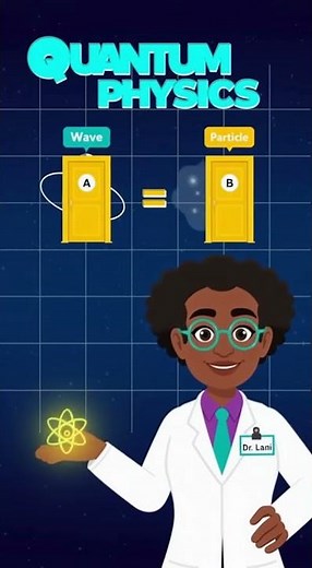 Animated cartoon explaining quantum physics